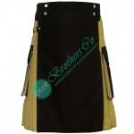 Latest Style Khaki Modern kilt with Black Apron